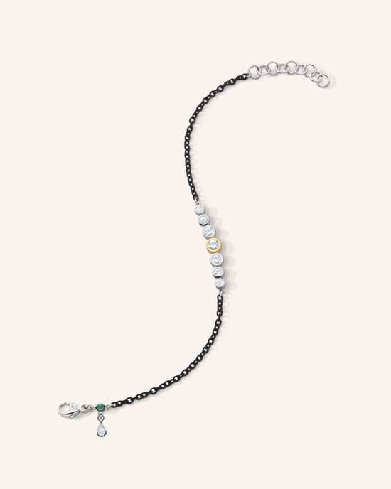 Bezel Set Sapphire & Black Steel Tennis Bracelet