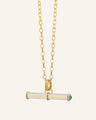 Strength Toggle Necklace with White Ceramic & Blue Sapphire