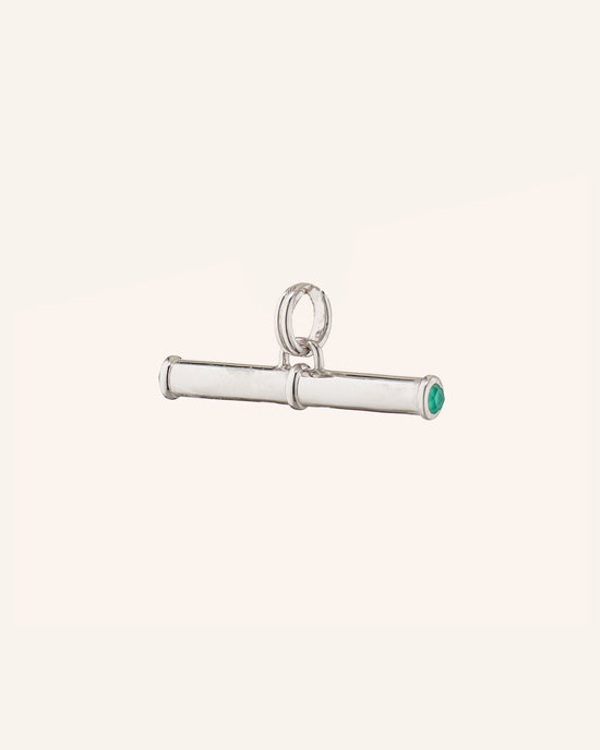 Sterling Silver Strength Toggle Charm with Green Agate
