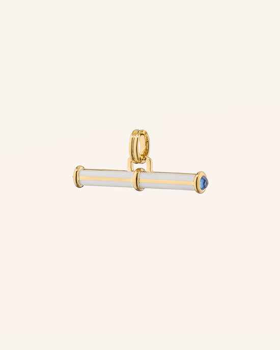 Strength Toggle Charm with White Ceramic & Blue Sapphire