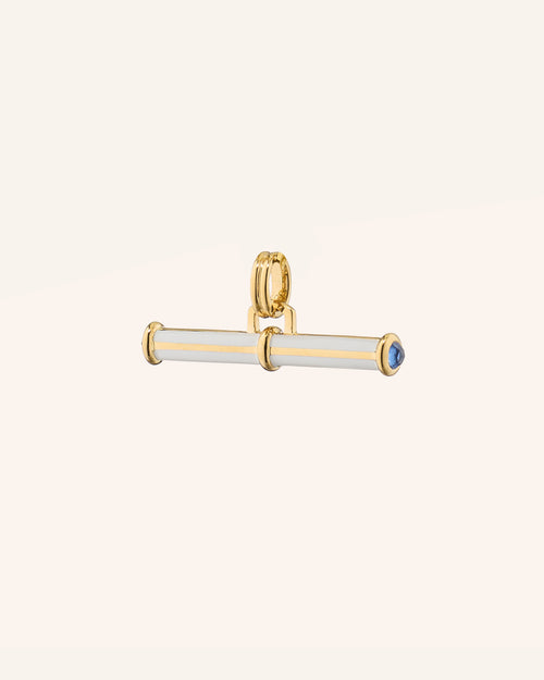 Strength Toggle Charm with White Ceramic & Blue Sapphire