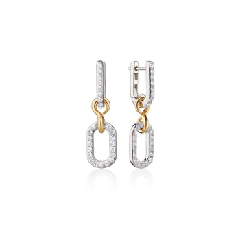 Two-Tone Infinity Pave Sapphire Drop Earrings