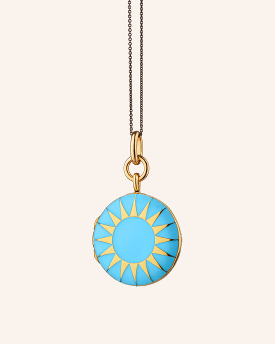Turquoise Enamel and Vermeil Round Locket