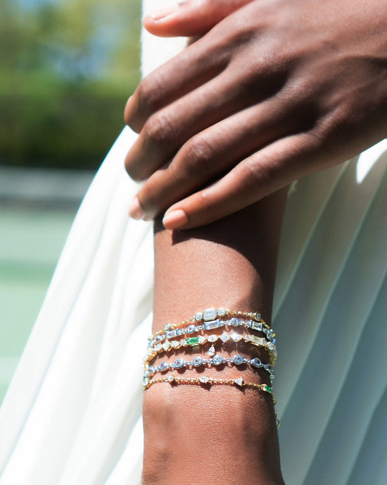 Fancy Cut Staggered Diamond Tennis Bracelet