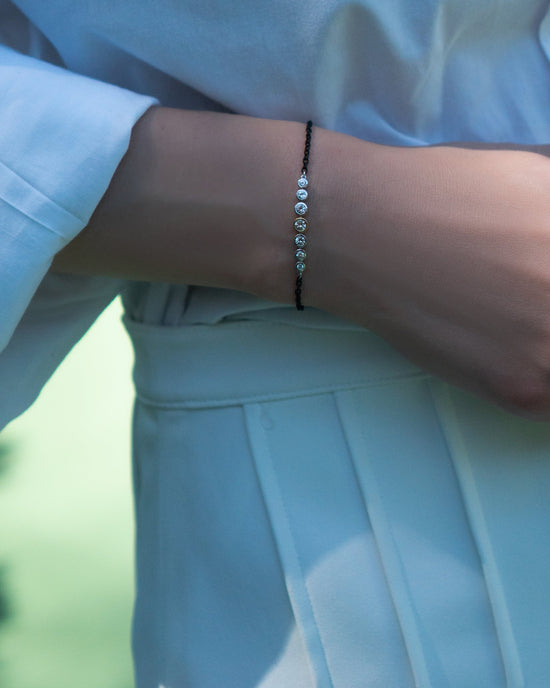 Bezel Set Sapphire & Black Steel Tennis Bracelet