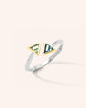 Two-Tone Compass Ring with Kite Unheated Sapphires