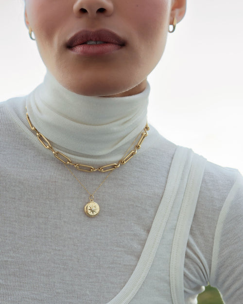 "Adventure" Compass Gold Locket Necklace and The Infinity Classic Necklace