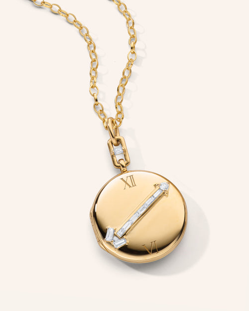 Special Edition Round Locket with Vintage Diamond Arrow