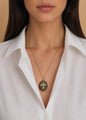 Special Edition Striped Oval Locket with Vintage Diamond Cross