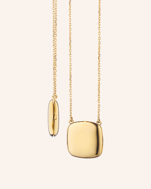 Slim "Viv" 18K Yellow Gold Fixed Locket Necklace