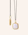 Slim Viv 18K Yellow Gold Locket Necklace with Mother of Pearl on Steel Chain