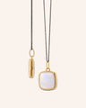Slim Viv 18K Yellow Gold Locket Necklace with Mother of Pearl on Steel Chain