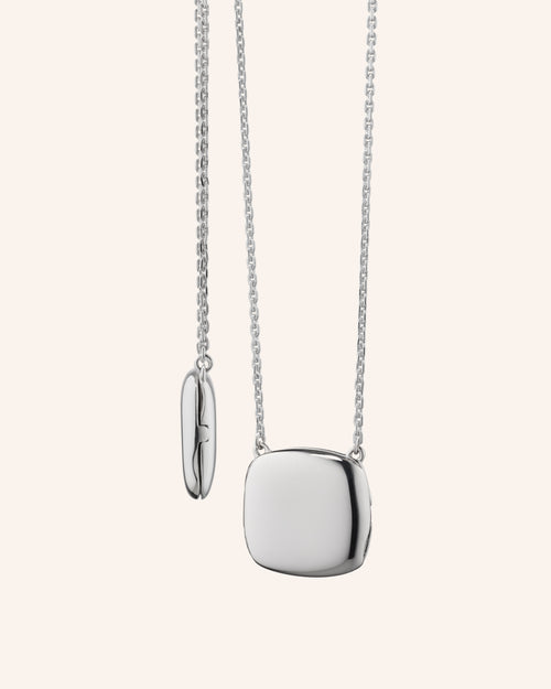 Slim "Viv" Sterling Silver Fixed Locket Necklace