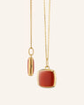 Slim Viv 18K Yellow Gold Locket Necklace with Carnelian
