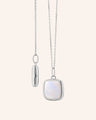 Slim Viv Sterling Silver Locket Necklace with Mother of Pearl