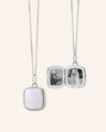 Slim Viv Sterling Silver Locket Necklace with Mother of Pearl