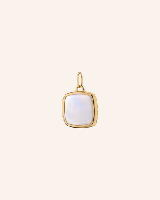 Slim Viv 18K Yellow Gold Locket with Mother of Pearl