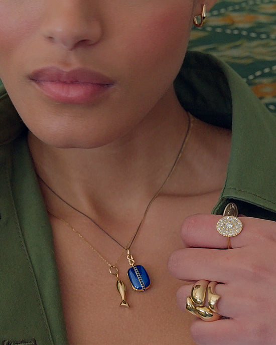 Blue Enamel Vermeil Cushion Locket with Blue Sapphires