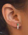 Green Enamel and Vermeil Huggie Earrings with Baguette Tsavorite