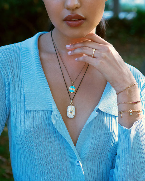 White Enamel Vermeil Rectangle Locket