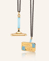 Carpe Diem Blue Enamel Vermeil Fob Necklace