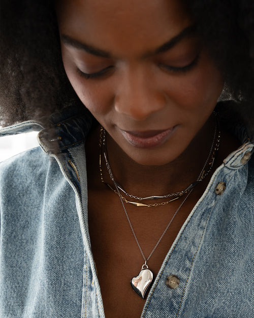 Slim Sterling Silver Heart Locket Necklace with "Skylar" Red Chain