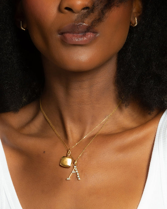 Diamond A Initial Pendant with Viv Locket