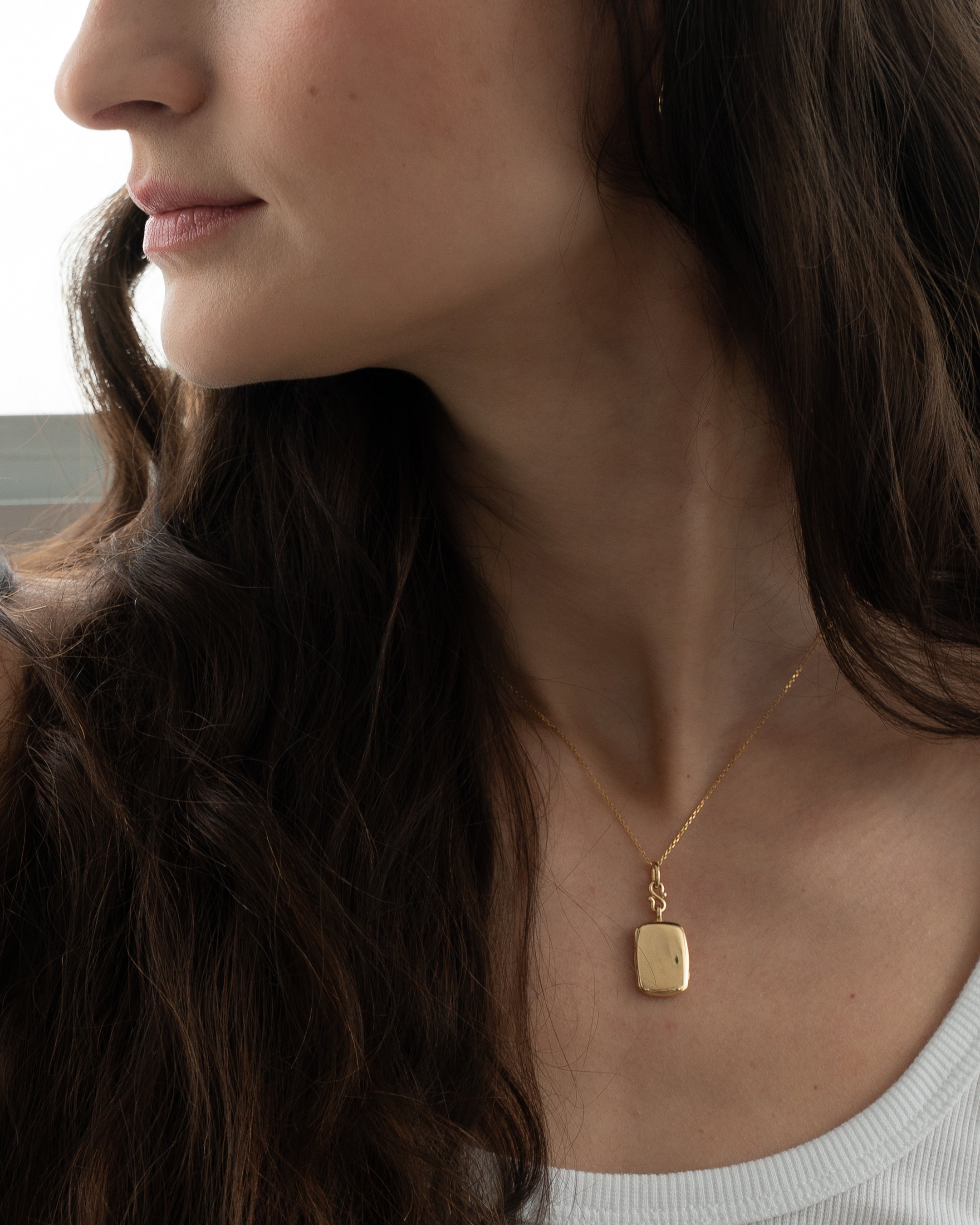 Britt 18K Gold Rectangle Locket Necklace | Monica Rich Kosann