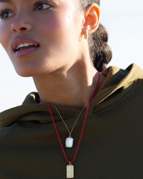 Dorothy Medallion on Red Chain, Mother of Pearl Slim Britt Locket