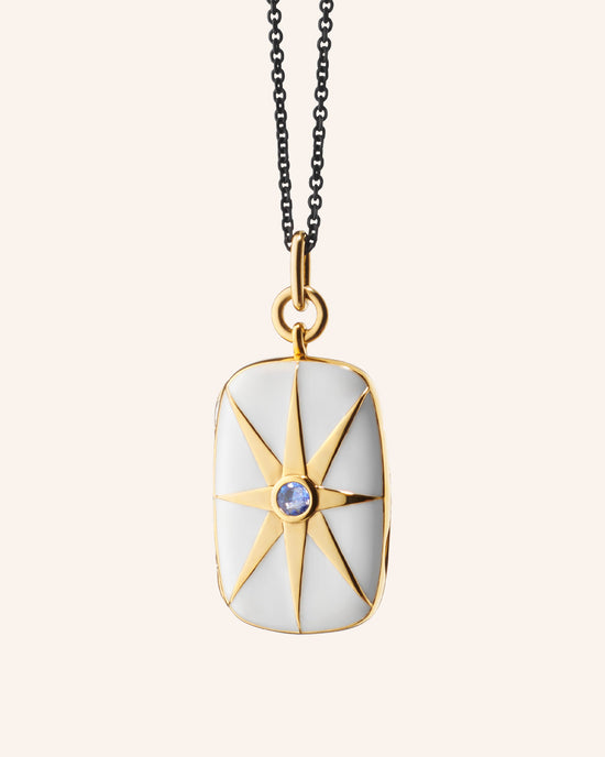 White Enamel Vermeil Rectangle Locket