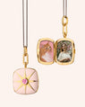 Limited Drop Pink Enamel Vermeil Cushion Locket with Pink Sapphire
