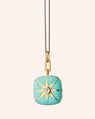 Limited Drop Turquoise Enamel Vermeil Cushion Locket with White Sapphire