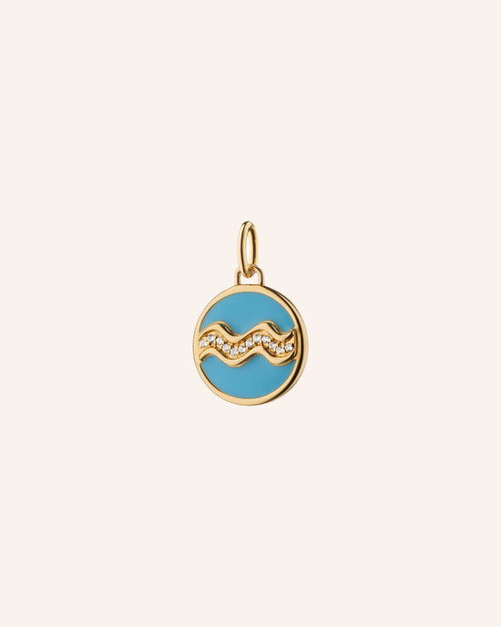 Mini “Aquarius” Enamel Vermeil Charm