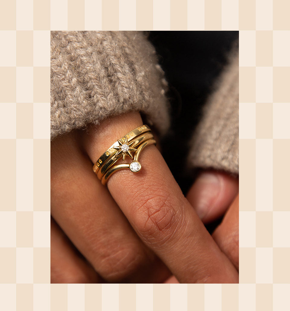 Poesy ring stackables with hidden messages featuring you had the power all along my dear, manifest, one of a kind with diamonds and 18k Gold