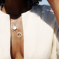 "Brooke" Stone Slim Locket Necklace and Sundial Charm Necklace