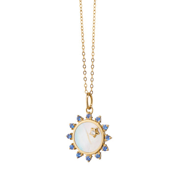 Mini Mother of Pearl Sapphire "Happiness" Sun Charm