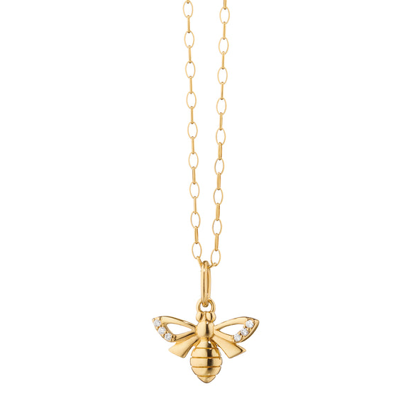 
  
    The “Bee” Charm Necklace in 18K Gold with Diamonds
  
