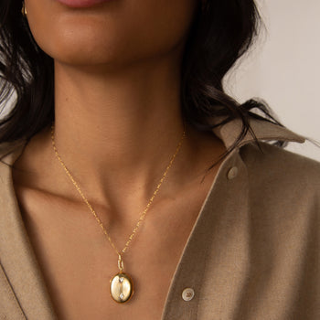"True North" Gold Locket Necklace with Diamonds
