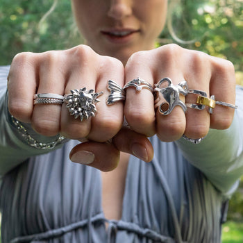 "Goddess" Mermaid Tail Ring with Silver Rings