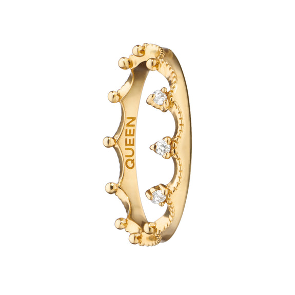 
  
    The “Queen” Poesy Stackable Ring in 18K Gold with Diamonds
  
