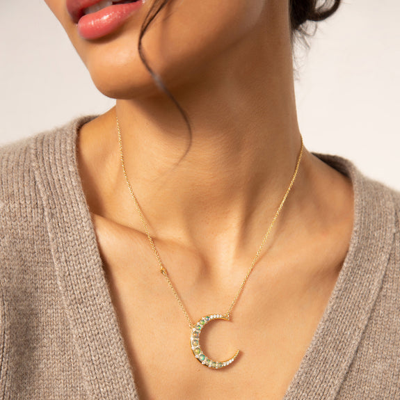 Solid 9ct Yellow Gold Crescent Moon Necklace from Chains of Gold