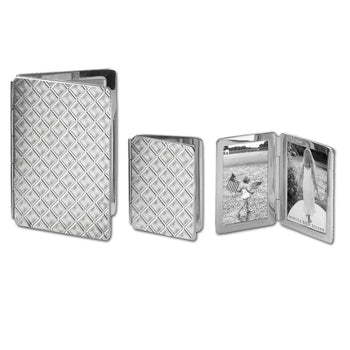 Large and Small Diamond Pattern Image Case in sterling silver, 2 photos