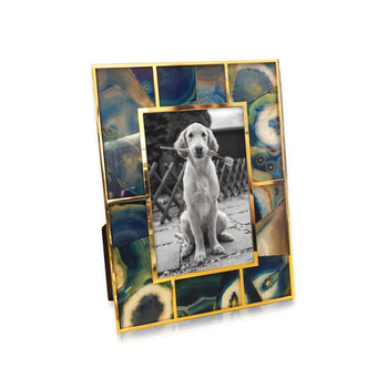 Blue Agate & 24K Gold Plated Photo Frame
