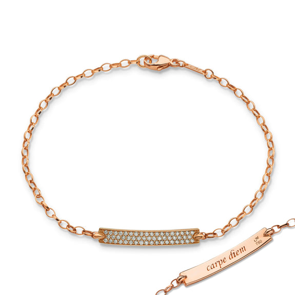 
  
    18K Rose Gold Diamond Pave "Carpe Diem" Petite Poesy Bracelet 
  
