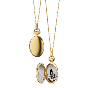 18K Yellow Gold Petite "Anna" Locket Necklace with Adjustable Chain