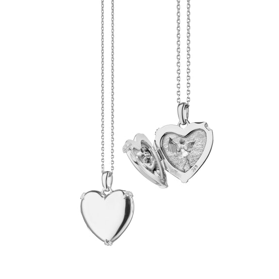 Heart Locket Necklace Angel & Crystals Sterling Silver | Jared