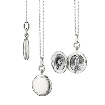 Slim "Nan" Sterling Silver Locket Necklace with Engraved Accents