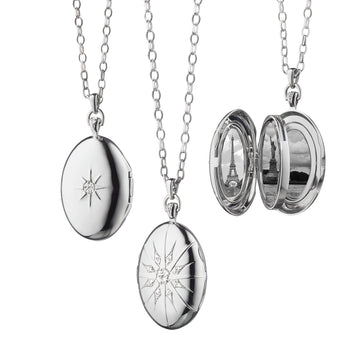 The Four Image "Premier" Locket with Star Burst in Sterling Silver