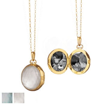 Petite Mother of Pearl Gold Locket Necklace