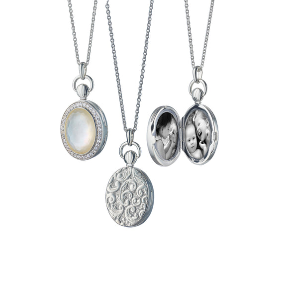 
  
    Petite Oval Stone Locket, Mother of Pearl
  

